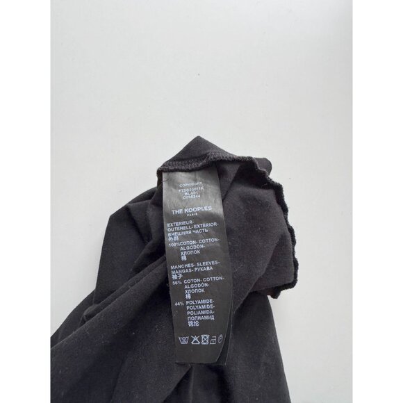 THE KOOPLES Black Cotton Jersey Lace Puff Sleeve Crew Neck T-Shirt Top, Size 1/S - Picture 10 of 11